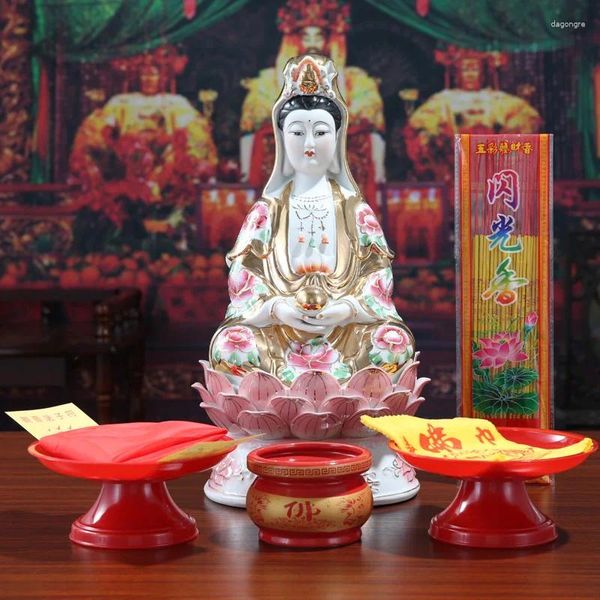 Horloges de table en céramique bouddhiste, 8 pouces, déesse de la richesse et de la miséricorde, décoration de la mer de Chine méridionale, Guanyin Bodhisattva