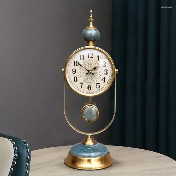 Horloges de table en céramique horloge silencieuse bureau à la mode et personnalisé américain rétro vertical maison décoration antique