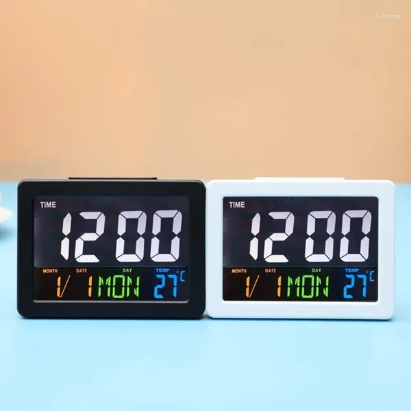 Relojes de mesa Color Pantalla grande LCD Reloj electrónico Escritorio Alarma digital Temporizador creativo Pantalla Dispositivo de sincronización