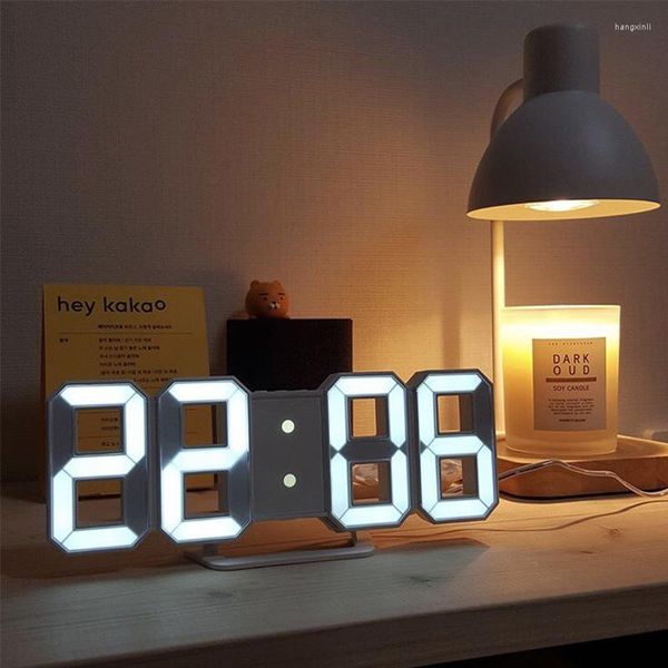 Horloges de table Creative 3D LED Réveil numérique Calendrier mural en trois dimensions Décoration électronique de la maison