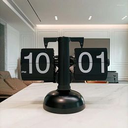 Horloges de table Creative Page automatique Turning Clock Rétro Salon Décoration Moderne Minimaliste Merveilleux Petite échelle Flop