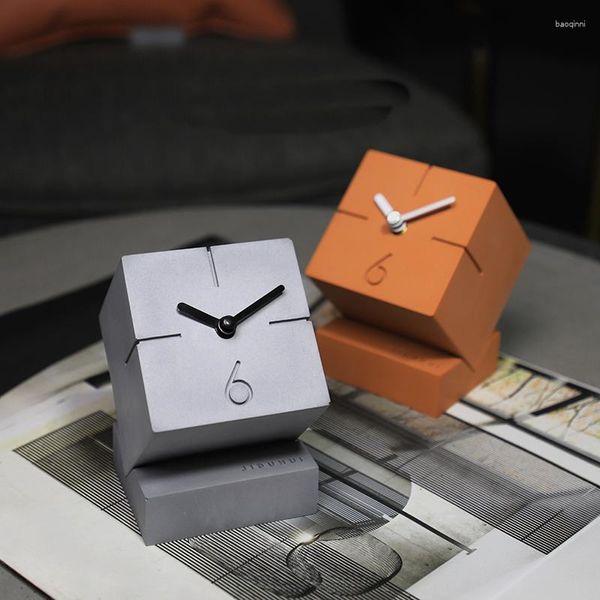 Horloges de table créatives de style industriel, horloge de bureau en béton, bref art, ciment, bureau, boutique, décoration de bureau, sans seconde main