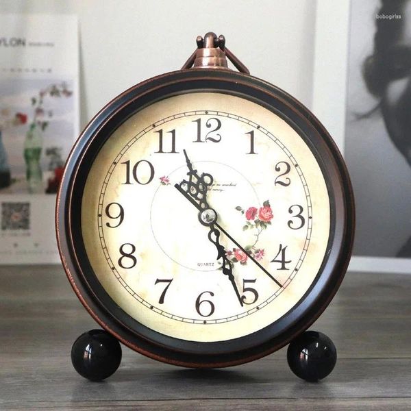 Relojes de mesa, reloj despertador Retro creativo, escritorio silencioso, moderno, pequeño, Simple, Vintage, mesita de noche, dormitorio, decoración del hogar DF50ZZ