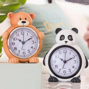 Horloges de table Mignon Dessin Animé Panda Ours Chambre Décoration Horloge Amusant Animal Marron
