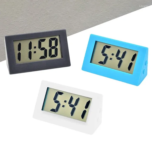 Relojes de mesa Escritorio Reloj digital Pantalla LCD Soporte autoadhesivo Coche Plástico Mini Triángulo de tiempo