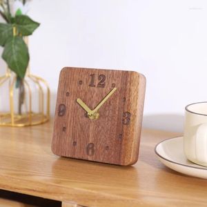 Table Clocks Desktop horloge en bois mignon Watch électronique Bureau noir noyer en bois massif en bois silencieux nordique décoration