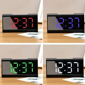 Horloges de table bureau LED affichage numérique réveil muet bureau à domicile électronique verre miroir maquillage décoration 2024