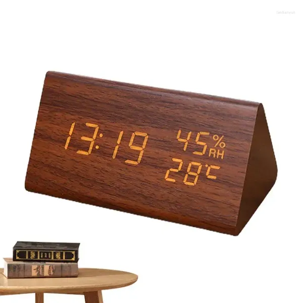 Table Corloges Corloge numérique LED Alarme en bois Commande son