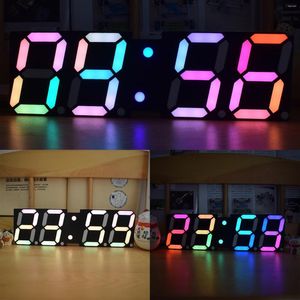 Horloges de table Horloge murale numérique lumineuse LED veilleuse alarme multiple changement de couleur affichage de l'heure bureau moderne décor à la maison