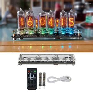 Tafelklokken DIY 6-bit IN-14 Glow Tube Clock Module Nixie Audio Accessoires USB 5V Met achtergrondverlichting Digitaal Plus 2 kleine lampbuizen