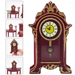 Horloges de table Dollhouse Boîte à bijoux Miniature Horloge Simulation Pendule Meubles Scène Décoration Plancher Bois