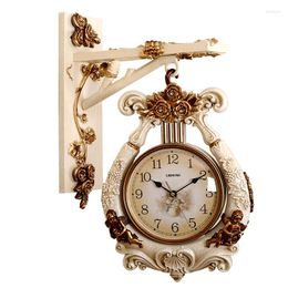 Table Corloges Double Plastic Mur Clock Salon Créatif Chare-garde silencieux Modern American Fashion Home Hanging Watc