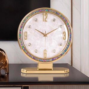 Tafelklokken Europese klok Woonkamer Kantoor Decor Retro Shell Metaal Messing Bureau Mute Luxe Slaapkamer Horloge Vintage