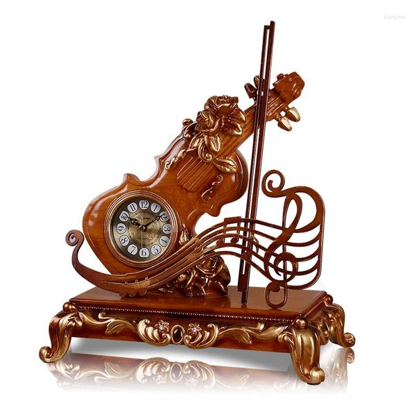 Horloges de table européenne créative violon siège horloge chambre tête de lit pendule salon décoratif haut musique