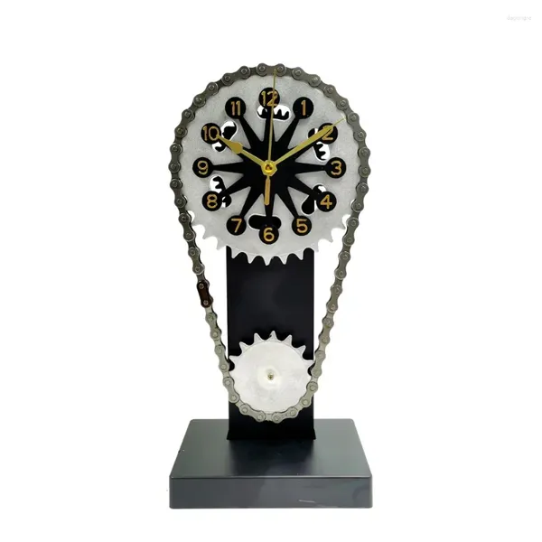 Horloges de table Horloge de style mécanique européen avec chaîne vintage engrenage rotatif minuterie de bureau à domicile pour la décoration