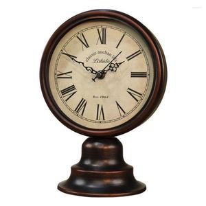 Horloges de table en métal européen rétro vintage horloge alarme décoration de la maison salon bureau chambre bureau montre à quartz silencieuse