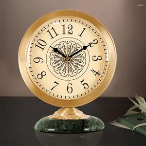 Horloges de table Style européen horloge Vintage salon bureau cheminée bureau métal laiton marbre muet montre de bureau