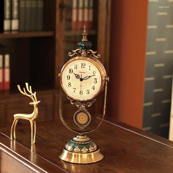 Relojes de mesa de estilo europeo adornos de reloj de reloj de lujo sala de estar de muebles para el hogar vintage pendulum