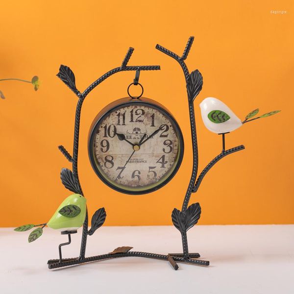 Relojes de mesa estilo europeo Pastoral rama de árbol Simple creativo reloj de escritorio silencioso asiento sala de estar dormitorio colgante decorativo