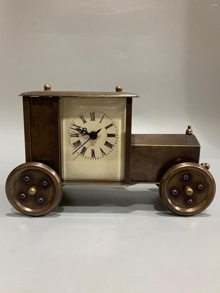 Relojes de mesa exquisita colección antigua china decoración del hogar reloj mecánico de cobre para coche
