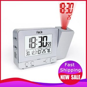 Table Clocks FanJu Clock Desk Watch Led Digital Snooze Alarm Backlight Projector Wall Time Temperature Projection