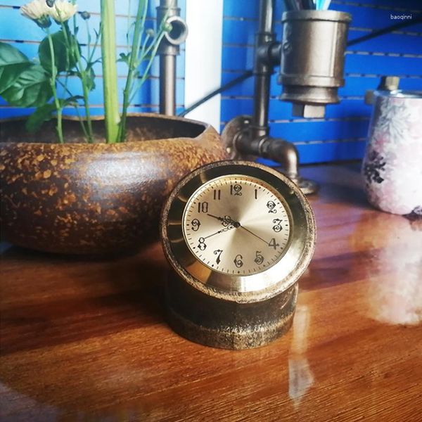 Relojes de mesa Find Joy Retro Reloj de metal Mute Needle Desk Decoración para el hogar Vintage Industrail Craft Pipe Tubular C01