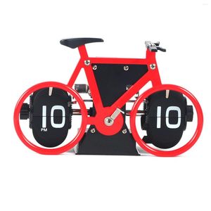 Relojes de mesa Flip reloj en forma de bicicleta Retro abajo 12 horas AM/PM mostrar gran número para la decoración de la oficina en el hogar E2S