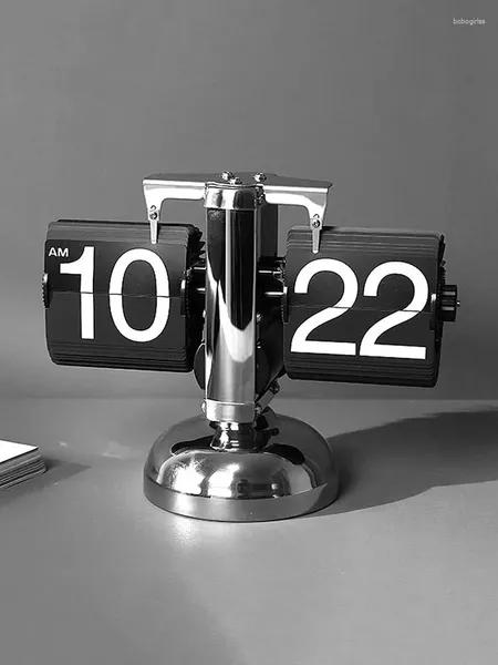 Table horloges Clock Clock Retro Scale Digital Stand Mécanique Auto Bureau Interne Engrenage Fonctionné Quartz Home Desktop Decoration