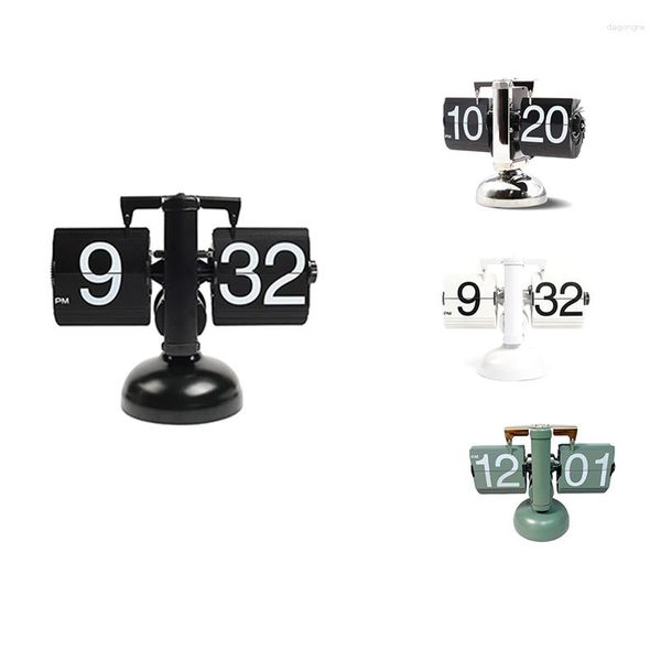 Relojes de mesa Reloj de escritorio con tapa - Estilo retro mecánico - Pantalla digital Alimentado por batería Decoración para el hogar, la oficina y la escuela