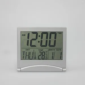 Horloges de table Horloge pliable pliante LCD alarme numérique calendrier électronique mini bureau portable accessoires de décoration de la maison