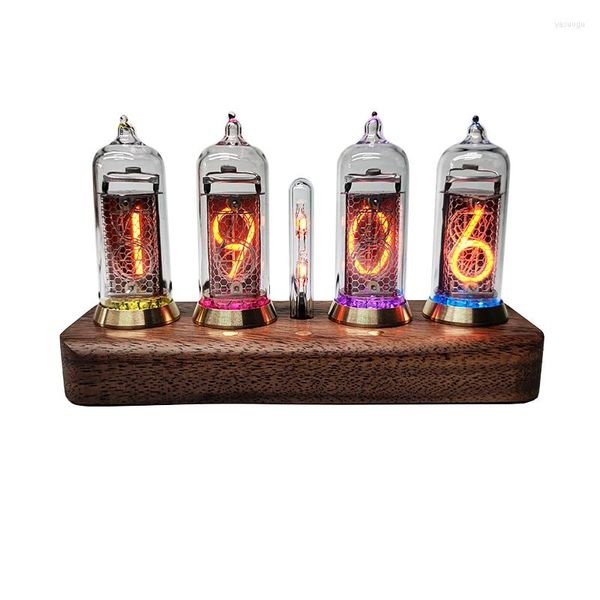 Relojes de mesa Glow Nixie Tube Clock La antigua Unión Soviética IN14 Bluetooth Control Electronic True