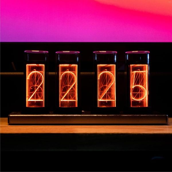 Tischuhren Glow Tube Clock RGB Kreative Desktop-Dekoration Geschenk Quasi-glow B Station Fan Counting Alarm Gi-x-ie