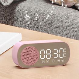 Horloges de table Boîte à musique HIFI Barre de son Support TF Carte Horloge Double alarme sans fil Bluetooth Haut-parleur compatible Radio FM 1200mAh USB