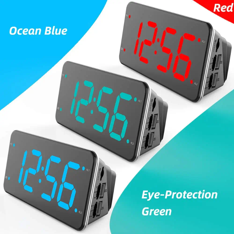 Table Clocks High Volume Alarm Clock With Shaker Vibrating Suitable For Heavy Sleep Deafness And Hearing Difficulties