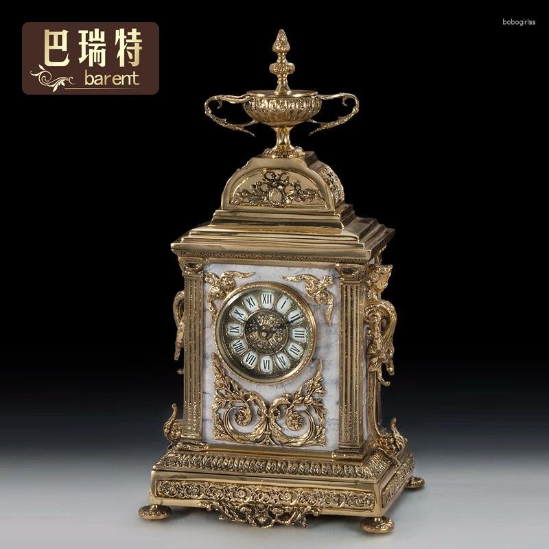 Bordsklockor hem europeiska antika retro all-brons guldvilla emaljklocka