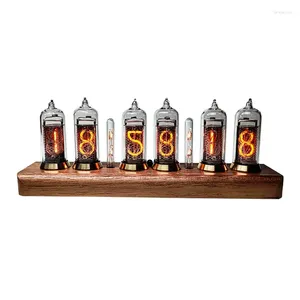 Horloges de table In14 Glow Tube Digital RGB DIY Clock 6 Bits Noyer Bois Table Bureau Vide Tube Vintage Décoration Esthétique