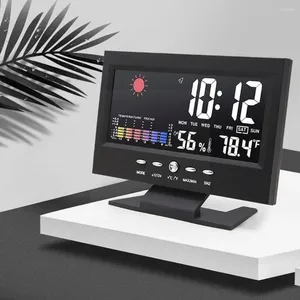 Horloges de table intelligentes, horloge numérique, affichage de la Station météo, alarme, humidité, calendrier, fonction compteur, température sans fil Q6f3