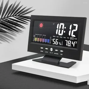 Tafelklokken Intelligente digitale klok Weerstationdisplay Alarmfunctie Draadloze kalender-vochtigheidsmeter Tempera T0r3