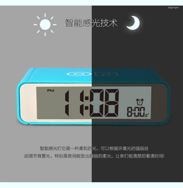 Relojes de mesa Luz nocturna inteligente Cabecera Reloj con asiento abatible Anillo de 2 minutos Exportación Alarma electrónica Garantía de calidad Orden de comercio exterior