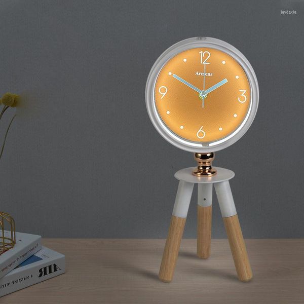 Relojes de mesa con atenuación táctil inteligente con lámpara, reloj de escritorio de Metal, estilo moderno, decoración creativa para el hogar, reloj de mesa ZD306