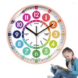 Table Corloges Kids Learning Horloge 10 pouces Temps éducatif non ticking Enseignement analogique Colorful Room Wall Decor Tell