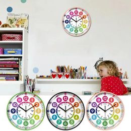 Clocks Table Kids Learning horloge 10 pouces non-cordage Apprenez à dire le temps de décoration murale de pièce colorée analogique