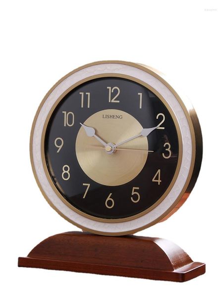 Relojes de mesa Reloj dorado grande, moderno, de madera, Metal, escritorio de lujo, reloj Digital silencioso, sala de estar, escritorio, adornos Retro, regalo