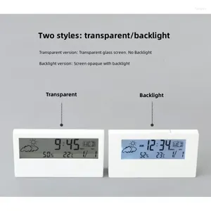 Horloges de table LCD Montre transparente Calendrier moderne Batterie Humidité Blanc Accueil Alarme Température électrique Horloge Bureau numérique