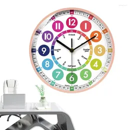 Horloges de table Clock d'apprentissage pour les enfants 10 pouces Temps éducatif non ticking Enseignement de la batterie analogique colorée