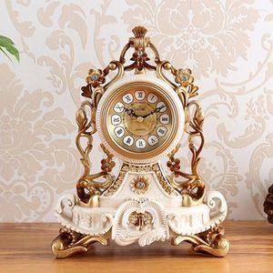 Horloges de table Horloge rétro de luxe Vintage Décor à la maison Salon Cheminée Bureau Silencieux Résine Montre Cadeau