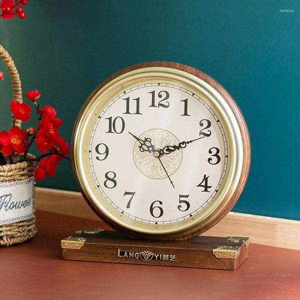 Horloges de table Horloge en bois de luxe Vintage Décoration de la maison Salon Bureau Bureau Bureau Bois Montre silencieuse Cadeau