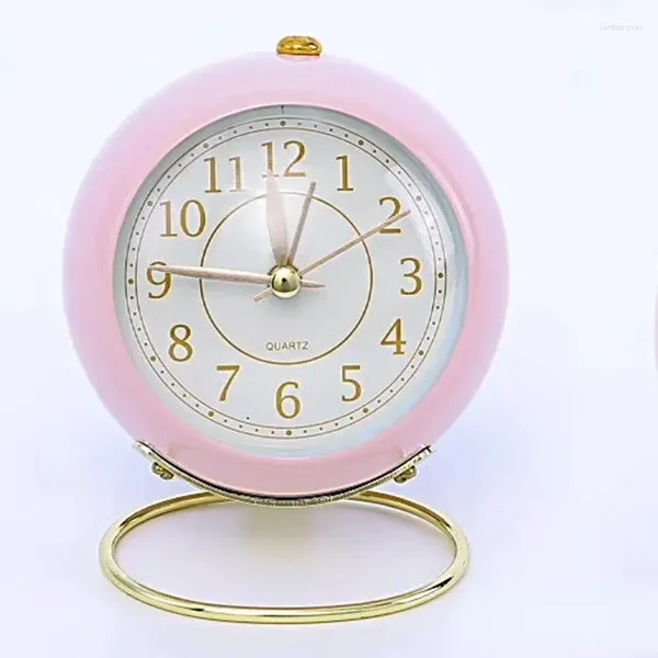 Relojes de mesa Despertador de Metal escritorio silencioso sala de estar pequeña noche cuarzo mesita de noche dormitorio Despertador decoración del hogar DF50Z