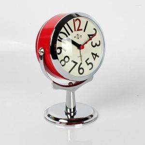 Horloges de table horloge en métal décor à la maison cloche mécanique alarme de chevet avec veilleuse grande police bureau montre de bureau cadeau