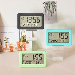 Tafelklokken Mini LCD Digitale Klok Met Temperatuur En Vochtigheid Bureau Elektronisch Voor Thuiskantoor Stille Tijdweergave
